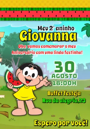 Convite Aniversário Magali Melancia para Editar Online