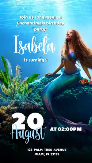 Live-Action Mermaid Birthday Invitation Editable Template