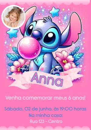 Invitación de cumpleaños Stitch – Estático – Convites e Artes Digitais
