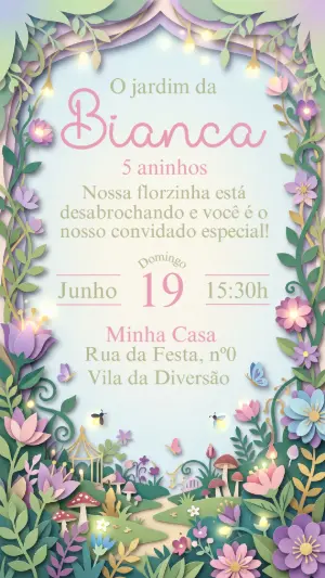 魔法花园生日邀请函 – 静态 – Convide aê!