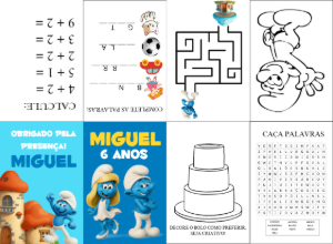 Lembrancinha Festa Smurfs: Livro de Atividades para Editar