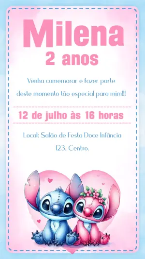 Invitación de cumpleaños Stitch – Estático – Idesign Personalizados