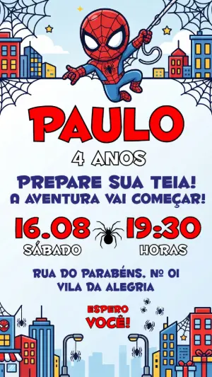 Convite de Aniversário Homem-Aranha Baby Fofo para Editar