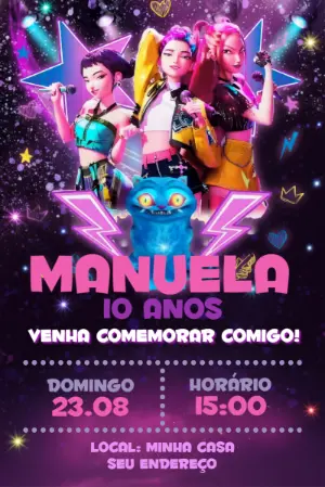 Invitation d'anniversaire KPop Demon Hunters – Statique – Mariana Correa