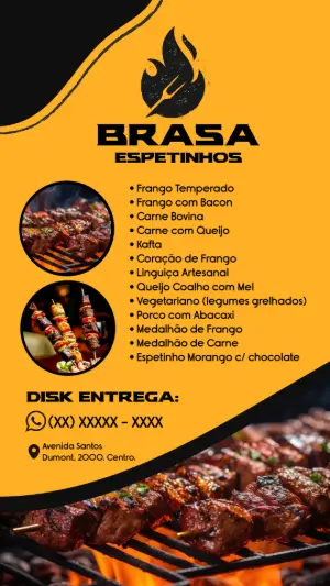 Cardápio para Espetaria com Fotos para Editar Online