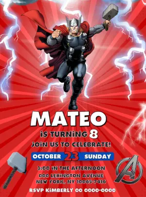 Editable Thor Birthday Invitation for an Epic Party