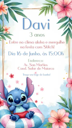 Invitación de cumpleaños Stitch – Estático – CollorGraph Convites