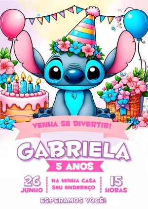 Invitación de cumpleaños Stitch – Estático – Ana Clara