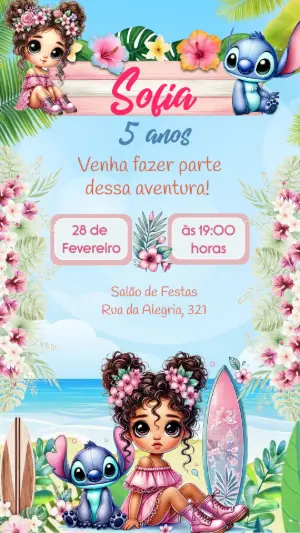 Invitación de cumpleaños Stitch – Estático – Felicity Artes