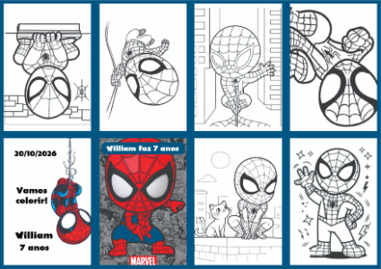 Livrinho de Colorir Homem-Aranha para Aniversário Editável