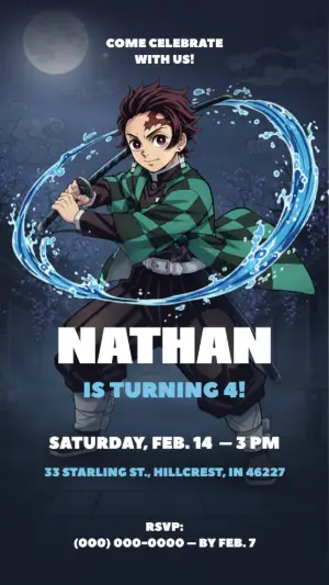 Demon Slayer Birthday Invitation Template to Edit Online