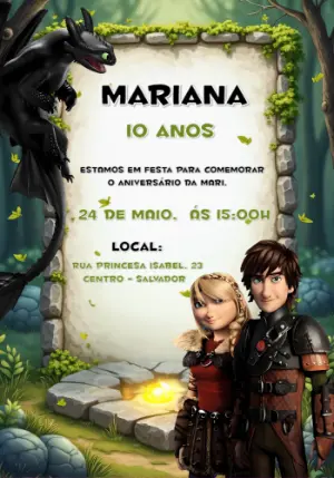 Convite Aniversário Como Treinar o Seu Dragão para Editar Online