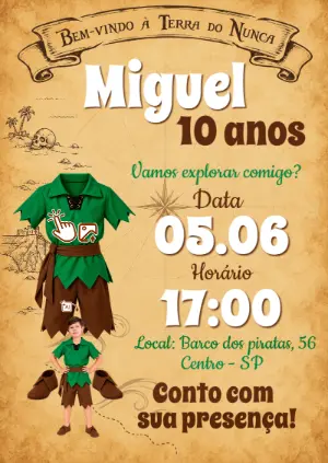 Convite Peter Pan: Vire o personagem com sua foto IA