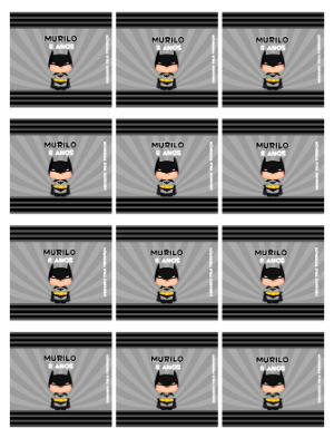 Adesivo para Bala Personalizada Batman Infantil | Tag Editável para Lembrancinha