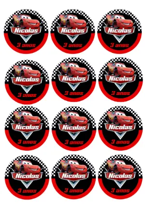 Adesivo Aniversário Carros Relâmpago McQueen para Editar Online