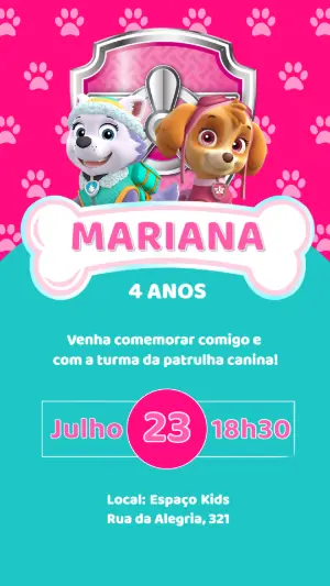 Invito di compleanno Paw Patrol – Statico – Felicity Artes