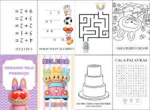 Lembrancinha Livro de Atividades Aniversário Coelhinhos para Editar