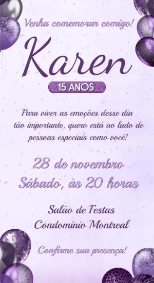 Quinceañera Invitation – Static – Convite digital - Edite você mesmo