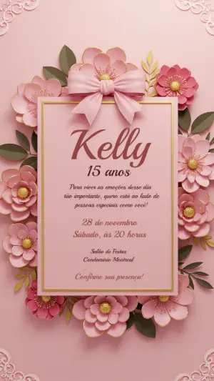 Quinceañera Invitation – Static – Convite digital - Edite você mesmo