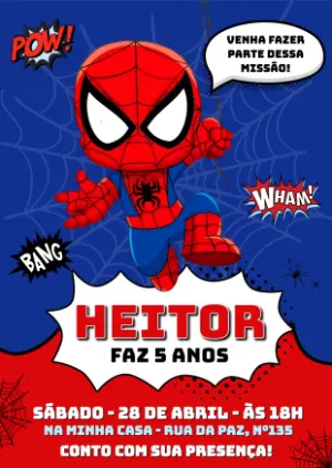 Convite de Aniversário Homem-Aranha Baby para Editar Online