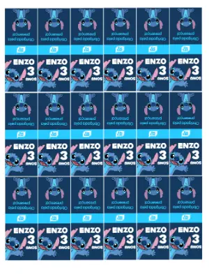 Rótulo de Tic Tac Lembrancinha Stitch Editável para Aniversário