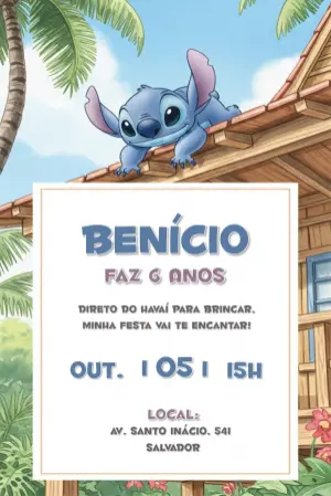 Invitación de cumpleaños Stitch – Estático – CollorGraph Convites