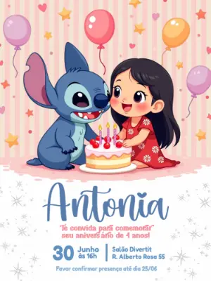 Invitación de cumpleaños Stitch – Estático – Querido Convite