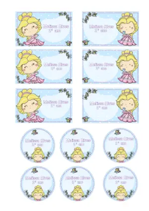 Etiqueta Escolar Digital Princesa Fofa para Personalizar