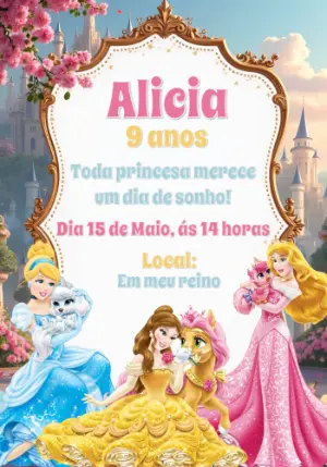 Invitación de cumpleaños Princesas – Estático – CollorGraph Convites
