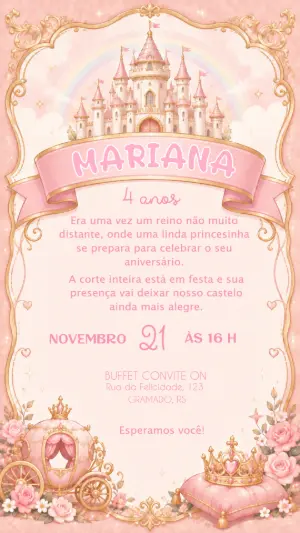 Invitación de cumpleaños Princesas – Estático – Convite On