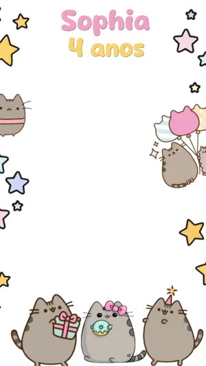 Moldura para Story de Aniversário Tema Gatinho Fofo Editável