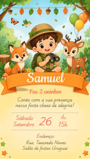 Convite Digital Aniversário Bosque Encantado para Editar