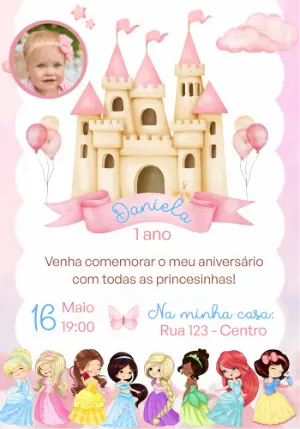 Invitación de cumpleaños Princesas – Estático – Convites e Artes Digitais