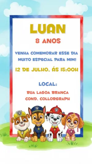 Invito di compleanno Paw Patrol – Statico – Gisele