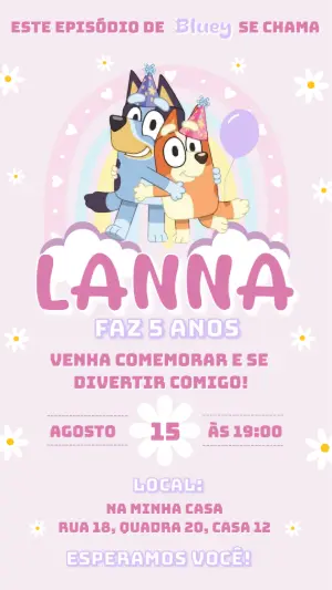 Invito di compleanno Bluey – Statico – Celebre Convites