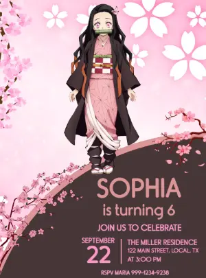 Demon Slayer Nezuko Party Invitation | Editable Digital Template