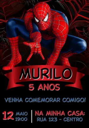Convite de Aniversário Homem-Aranha Clássico para Editar