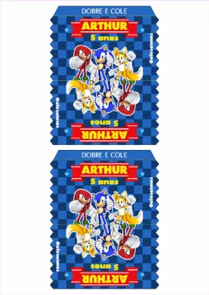 Rótulo Editável Saquinho de Guloseimas Festa Sonic