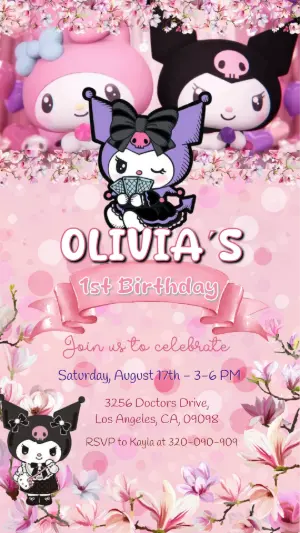 Animated Kuromi Birthday Video Invitation Template to Edit