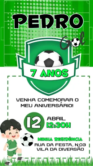 Soccer Birthday Invitation – Static – Convide aê!