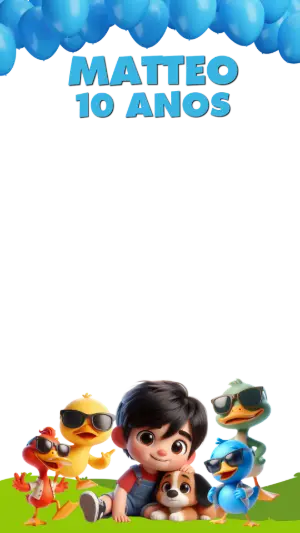 Moldura para Stories Infantil Menino e Patinhos 3D Editável
