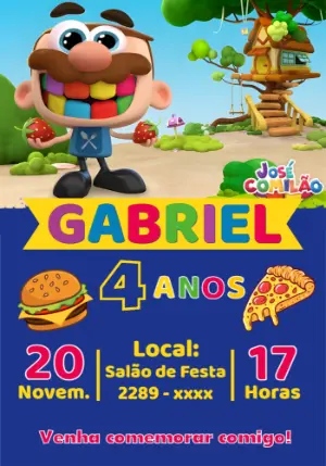 Convite de Aniversário José Comilão para Editar Online