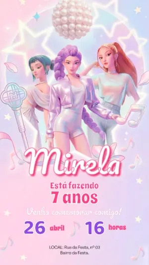 Invitation d'anniversaire KPop Demon Hunters – Statique – Alegria no ar