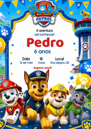 Invito di compleanno Paw Patrol – Statico – KC Design