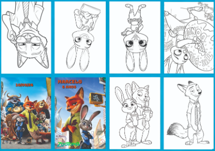 Livrinho de Colorir Zootopia: Modelo Editável para Festa