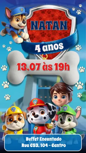 Invito di compleanno Paw Patrol – Statico – Heliene Designer