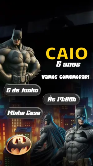 Convite Animado Aniversário Batman para Editar Online