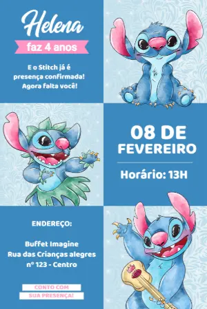 Stitch Birthday Invitation – Static – Érika Souza Studio