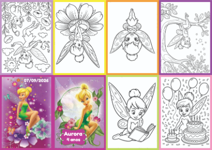 Livrinho de Colorir Sininho para Aniversário Editável