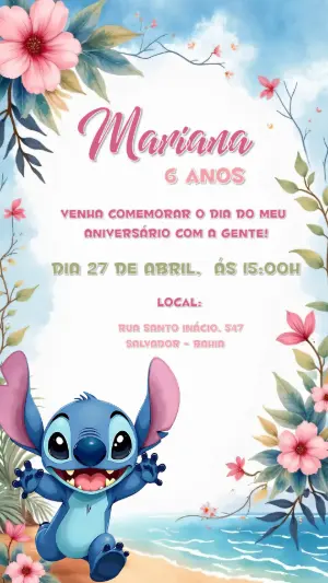 Invitación de cumpleaños Stitch – Estático – CollorGraph Convites